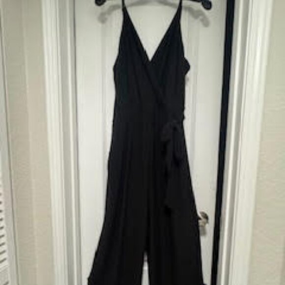 Kaileigh Pants - Kaileigh Rochelle Knit Jumpsuit, Wide leg, black jumpsuit, Large Petite, Black